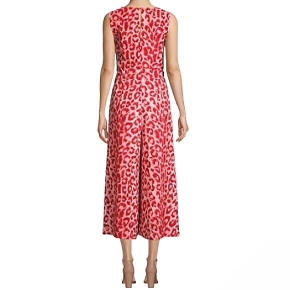 KATE SPADE New York Leopard Print Tie Waist Cropped Sleeveless Jumpsuit, Coral - Picture 5 of 7